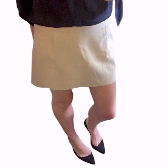 Vintage Beige Linen Mini Skirt - Picture 4 of 14